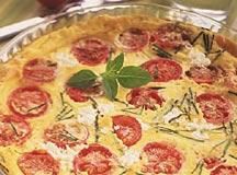 Clafoutis au chèvre frais, courgettes et tomates cerises