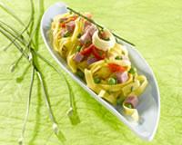 Tagliatelles aux petits pois et jambon