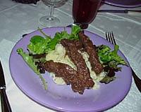 Steaks au chocolat et purée de pommes de terre à la cannelle