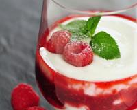 Verrine au fromage blanc et aux framboises