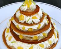 Millefeuilles mangue-mascarpone et crème d'amandes