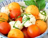 Salade de melon, tomates cerise et mozzarella