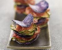 Mille feuilles de Vitelotte, courgette et coppa