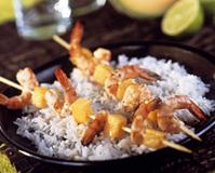 Brochettes de melon et de gambas