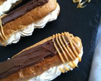 Eclairs au caramel, nutella sur lit de chantilly