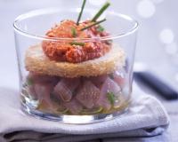 Verrines de tartare de thon et poivron rouge