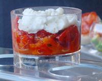 Verrines de poivrons, tomates et mozzarella