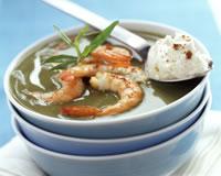 Soupe au cresson et aux crevettes