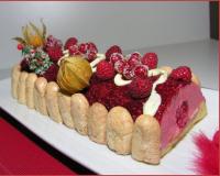 Bûche aux framboises et aux mangues