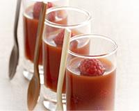 Verrines de gaspacho poivrons framboises