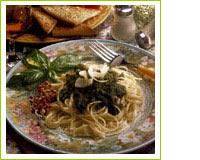 Spaghettis au pistou aux olives
