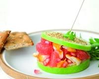 Burger de pomme verte, pamplemousse de Floride, haddock et grenade