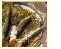 Sardines frites et courgettes aux piments