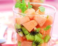 Verrines de melon-kiwi à la fraîcheur de menthe