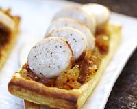 Feuilleté de boudin blanc et chutney de figues