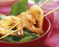 Brochettes de gambas en coeur