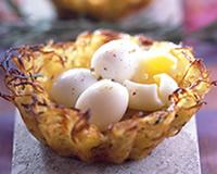 Gratins de pommes de terre aux oeufs de caille