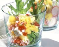 Verrine de roquette radis fromage